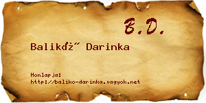 Balikó Darinka névjegykártya